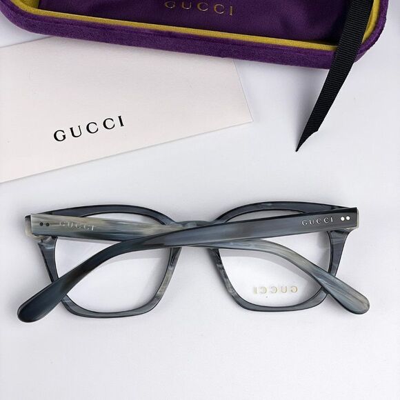 NEW GUCCI LOGO GG0572O 009 Black Gray Square Unisex Eyeglasses - Picture 9 of 11